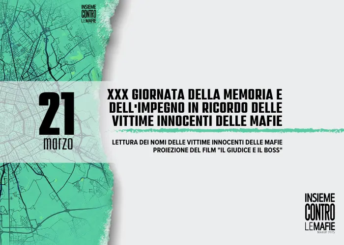 Il Comune di Paderno Dugnano aderisce alla Giornata della memoria e dell'impegno in ricordo delle vittime innocenti delle mafie.