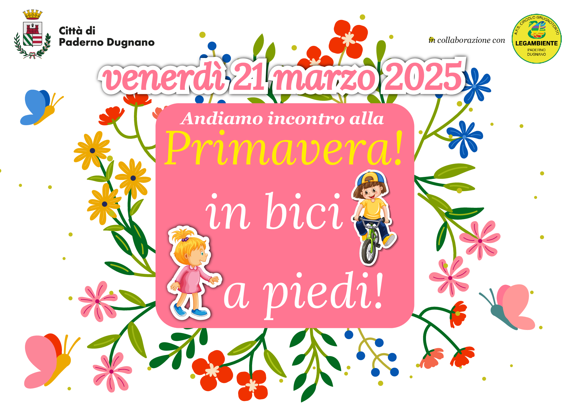 L'Amministrazione Comunale per giovedì 21 marzo 2025 promuove l'iniziativa ANDIAMO INCONTRO ALLA PRIMAVERA, per sensibilizzare al rispetto della natura e alla mobilità sostenibile.