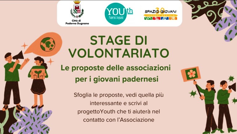 Gli stage di volontariato sono delle proposte di attività che i giovani dai 16 anni in poi possono effettuare all’interno di alcune associazioni di Paderno Dugnano.